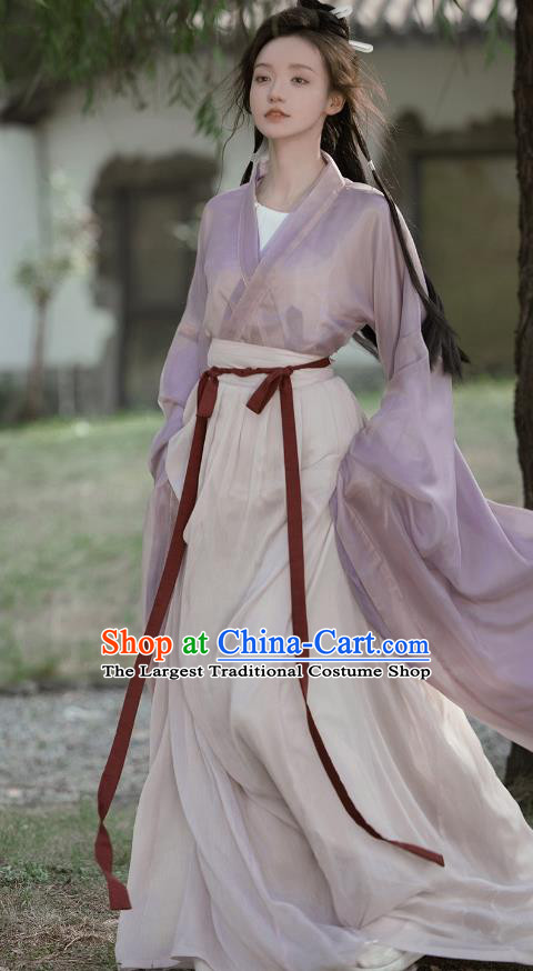 China Southern and Northern Dynasties Princess Garment Costumes Ancient Fairy Clothing Traditional Lilac Hanfu Dress