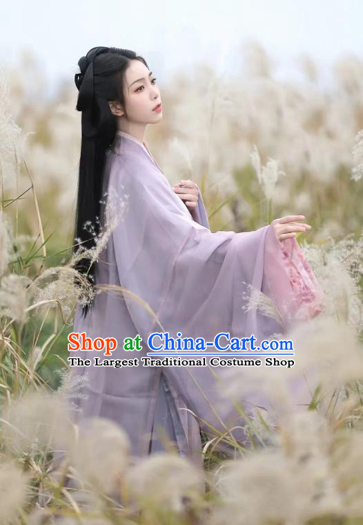 Traditional Lilac Hanfu Dress Ancient Song Dynasty Young Lady Clothing China Fairy Costumes