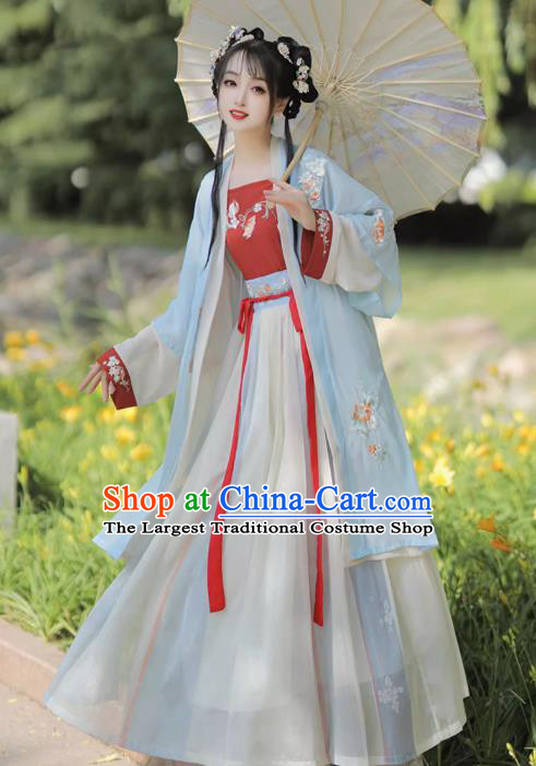 China Traditional Hanfu Woman Costumes Ancient Young Lady Dresses Song Dynasty Village Girl Clothing
