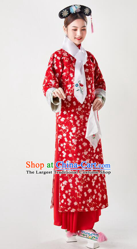 China Ancient Imperial Consort Costumes Qing Dynasty Princess Clothing TV Series Manchu Woman Red Dress