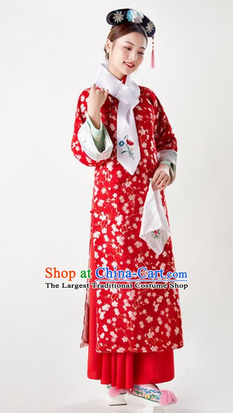 China Ancient Imperial Consort Costumes Qing Dynasty Princess Clothing TV Series Manchu Woman Red Dress