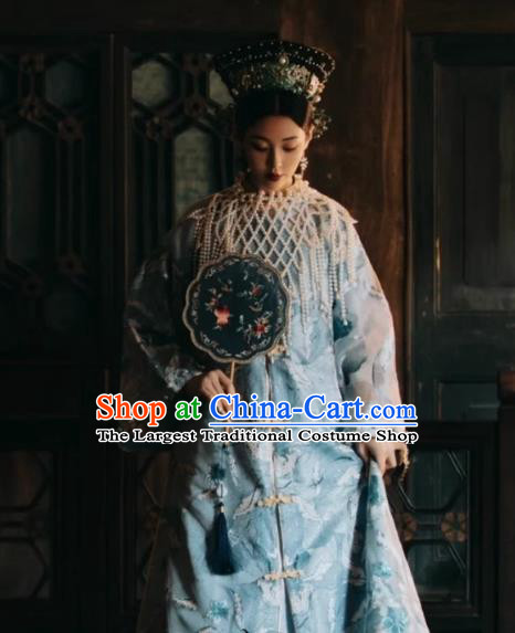 China Qing Dynasty Imperial Consort Clothing TV Series Story of Yanxi Palace Blue Dress Ancient Empress Costumes