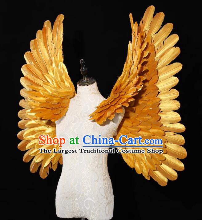 Top Model Stage Catwalks Props Brazilian Carnival Angel Wings Show Golden Feather Wings