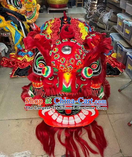 Handmade China Red Fut San Lion Head New Year World Competition and Parade Lion Dance Costume Complete Set