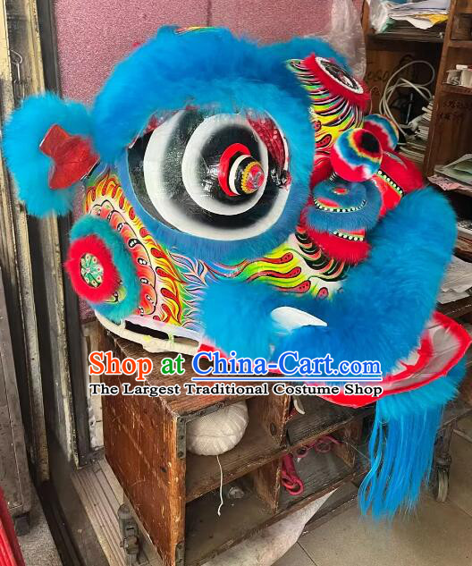 New Year Parade World Competition Lion Dance Costume Handmade China Blue Fut San Lion Head Complete Set