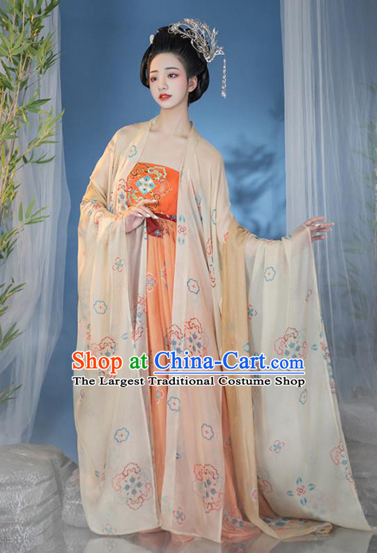 China Ancient Noble Woman Costume Tang Dynasty Imperial Concubine Dress Traditional Hanfu Ruqun Clothing