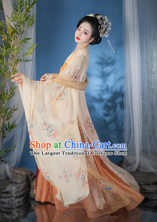 China Ancient Noble Woman Costume Tang Dynasty Imperial Concubine Dress Traditional Hanfu Ruqun Clothing