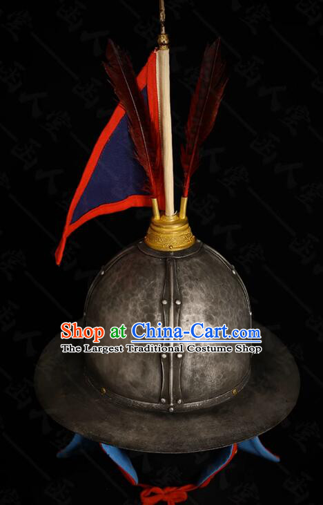 Chinese Handmade Headwear Ming Dynasty General Helmet Ancient Drama Commander Hat