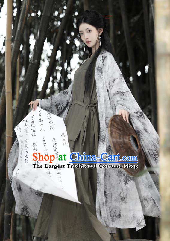 China Ancient Swordsman Hanfu Jin Dynasty Clothing Traditional Ink Painting Bamboo Costumes for Women for Men