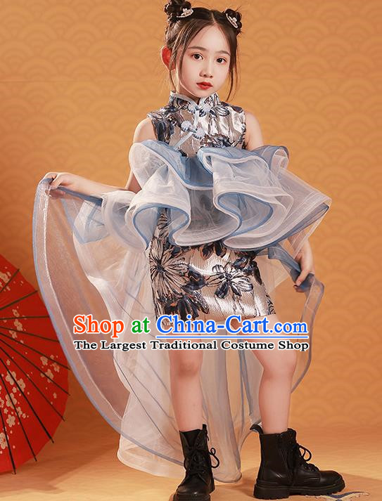 Children Cheongsam Chinese Style Girl Model Catwalk Show Dress