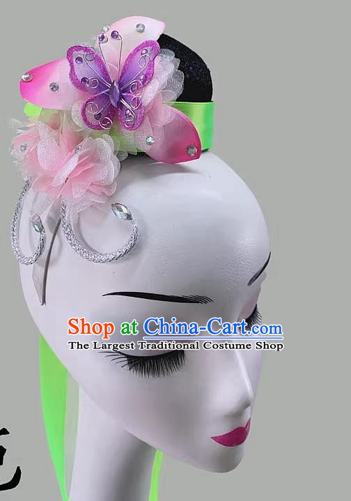 Chinese Classical Dance Headdress Flower Blooming Season Moves The Capital Chinese Wind Performance Performance Fan Dance Wig Hair Accessories