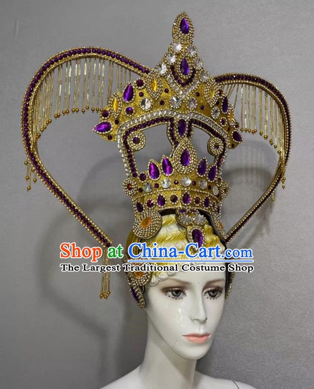 Chinese Dai Nationality Thailand Opening Dance Performance Feather Headdress Dance Team Samba Costume Carnival Halloween