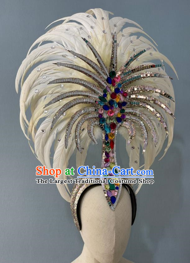 Beige Prologue Show Show Feather Headdress Dance Team Samba Costumes Mardi Gras Halloween