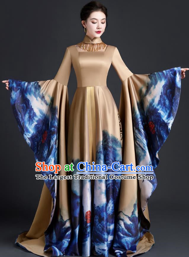 Exaggerated Big Sleeve Model Catwalk Costume Top Atmospheric Guzheng Performance Art Test Vocal Music Performance Host Dress Female
