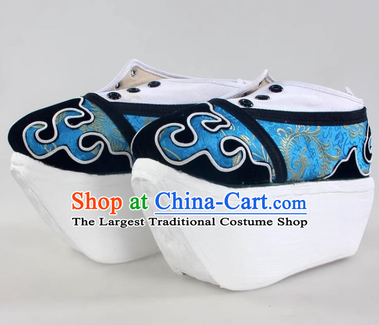 Lake Blue Niche Shoes Cover Shoes Cloud Head Boots Shaoxing Opera Shoes Liang Shanbo Zhu Yingtai Stage Performance Performance Opera Ancient Costume
