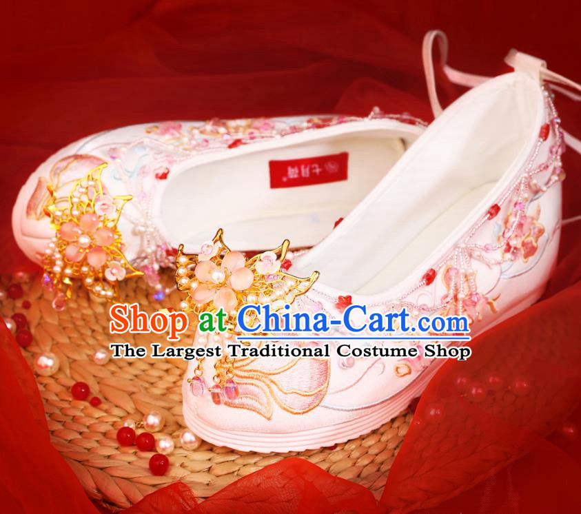 Hanfu Shoes With Heightened Embroidery Flower Shoes Cloth Shoes