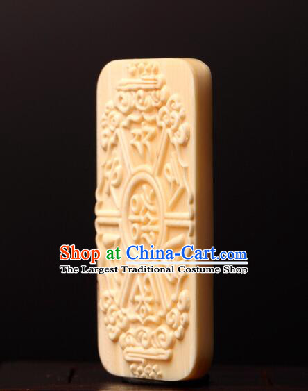 Chinese Microscopic Carving Ivory Sculpture Om Mani Padme Hum Pendant