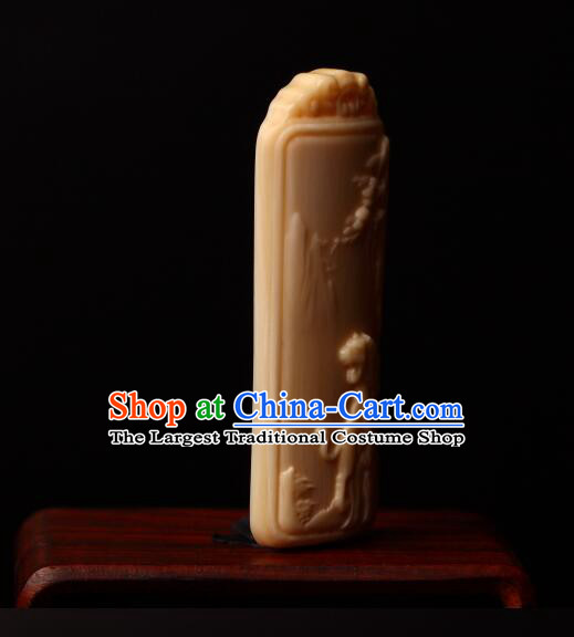 Chinese Microscopic Carving Ivory Sculpture Zodiac Tiger Pendant