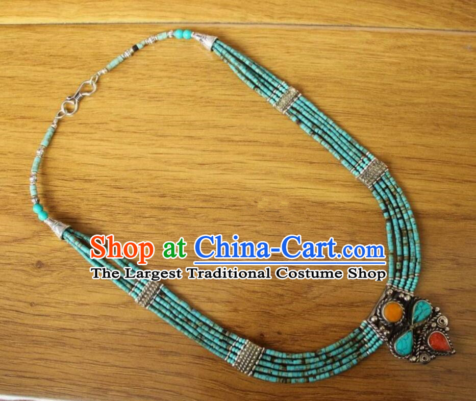 Chinese Handmade Tibetan Ethnic Jewelry Traditional Nepal Cupronickel Accessories Zang Nationality Woman Beads Necklace