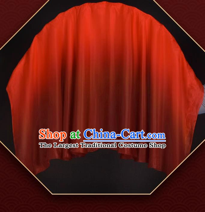 China Dance Contest Long Ribbon Fan Classical Dance Wan Jiang Pure Silk Fan Handmade Wine Red Dancing Fan