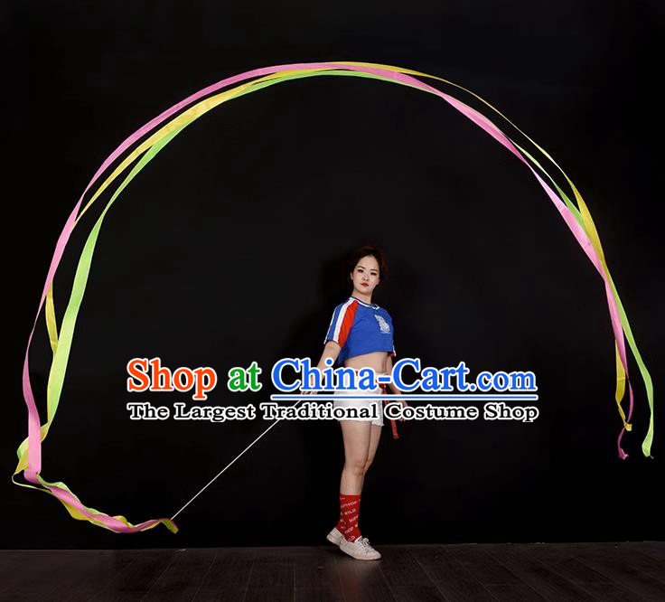 China Handmade Square Dancing Three Ribbon Physical Training Colorful Silks Folk Dance Prop