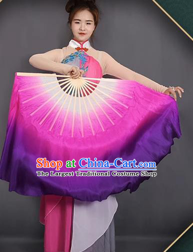 China Taoli Cup Dance Competition Pure Silk Fan Handmade Gradient Pink to Purple Fan Classical Dance Fan