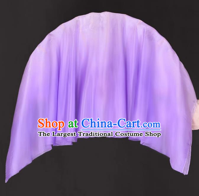 Jiaozhou Yangko Dance Silk Fan Handmade Double Side Fan China Classical Dance Violet Ribbon Fan