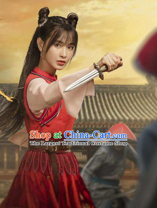 China TV Series Fei Hu Wai Zhuan Ancient Swordswoman Clothing Qing Dynasty Female Warrior Red Costumes
