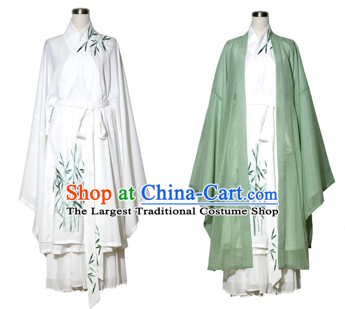 China Ancient Noble Woman Green Dress Clothing Wei Jin Dynasty Young Lady Costumes
