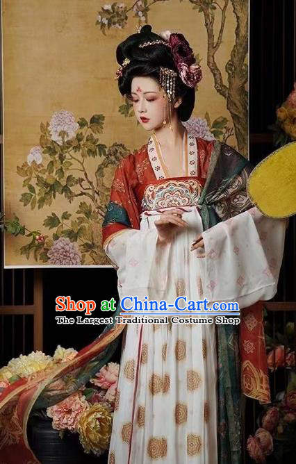 China Woman Red Hanfu Dress Tang Dynasty Imperial Consort Clothing Ancient Royal Empress Costumes
