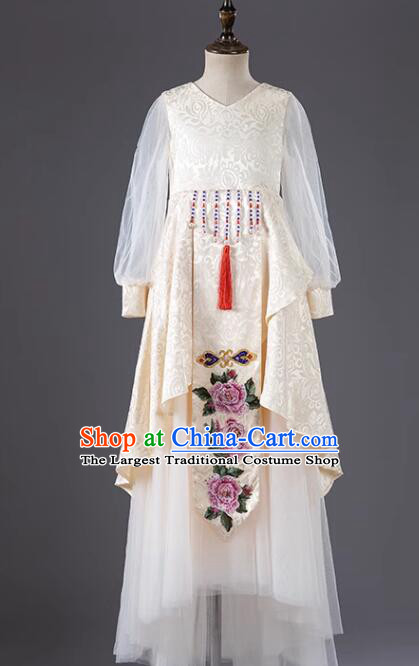 Top China Show Embroidered Costume Children Catwalks Clothing Model Contest Dress