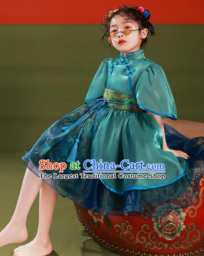 Top Children Catwalks Clothing Model Contest Blue Dress China Stage Show Costume