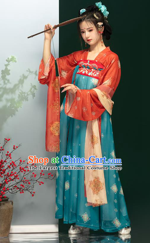 China Traditional China Ancient Palace Lady Costumes Traditional Woman Hanfu Ruqun Dress Tang Dynasty ClothingWoman Green Hanfu Dress Tang Dynasty Young Lady Clothing Ancient Royal Princess Costumes