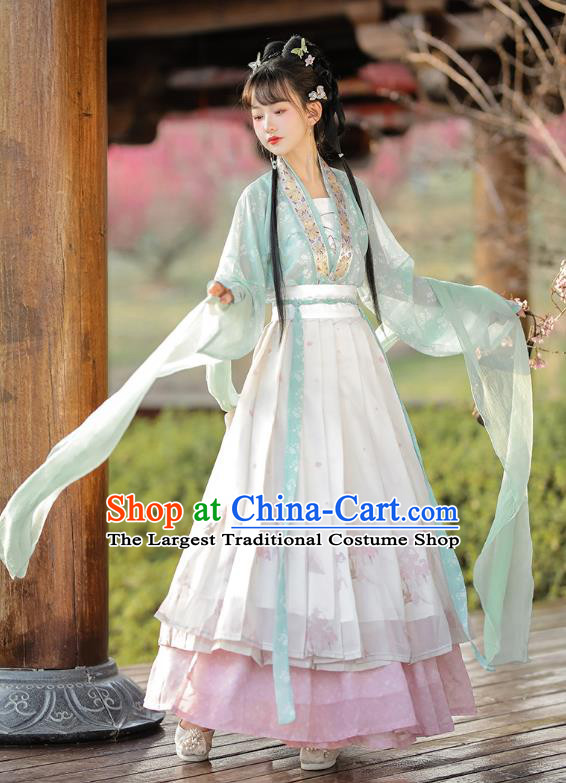 China Song Dynasty Young Lady Clothing Ancient Woman Costumes Traditional Hanfu Dresses