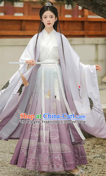 China Jin Dynasty Swordsman Clothing Ancient Handsome Childe Costumes Traditional Lilac Hanfu Outfit