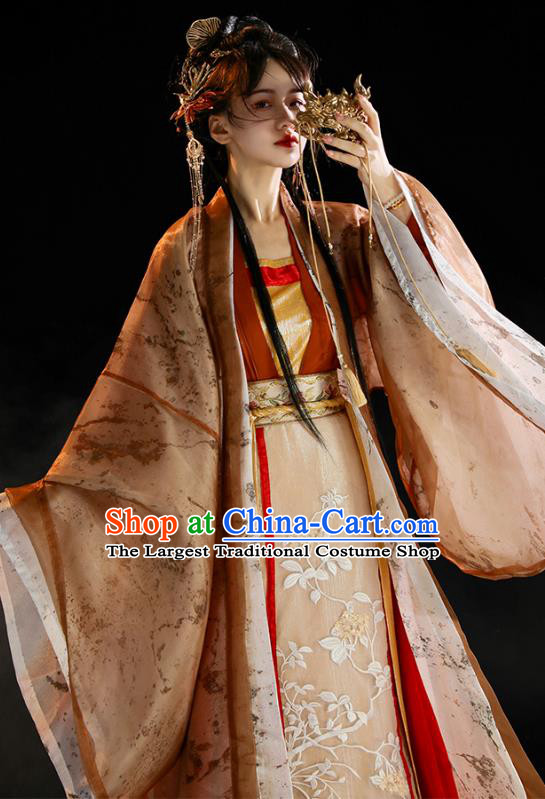 China Song Dynasty Palace Princess Clothing Ancient Woman Garments Costumes Traditional Embroidered Hanfu Dresses Set