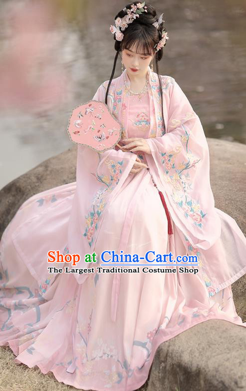 China Ancient Noble Lady Clothing Traditional Woman Pink Hanfu Dress Song Dynasty Princess Costumes