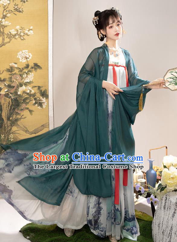 China Tang Dynasty Princess Costumes Ancient Noble Lady Clothing Traditional Woman Ruqun Printing Hanfu Dress