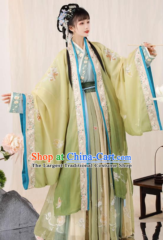 China Ancient Royal Princess Clothing Traditional Woman Green Hanfu Dress Song Dynasty Noble Lady Costumes
