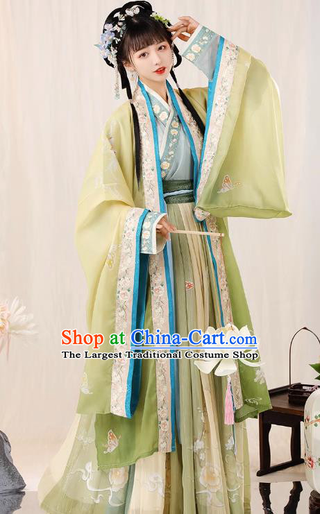 China Ancient Royal Princess Clothing Traditional Woman Green Hanfu Dress Song Dynasty Noble Lady Costumes