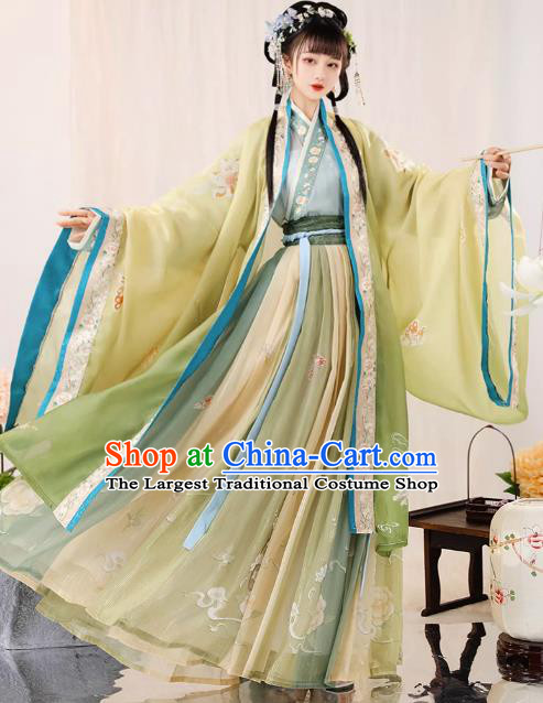 China Ancient Royal Princess Clothing Traditional Woman Green Hanfu Dress Song Dynasty Noble Lady Costumes