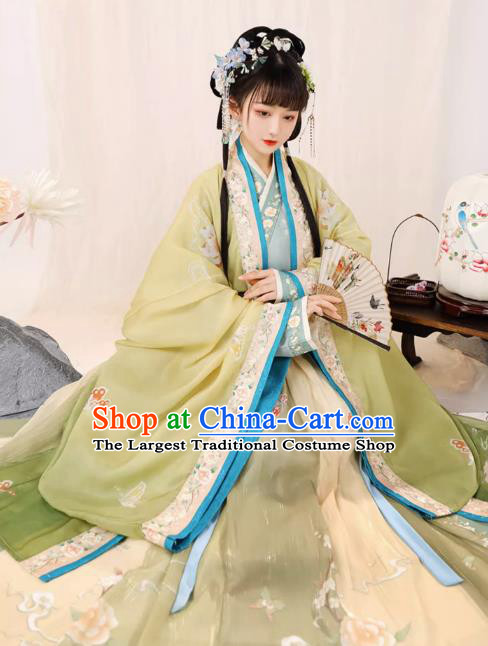 China Ancient Royal Princess Clothing Traditional Woman Green Hanfu Dress Song Dynasty Noble Lady Costumes