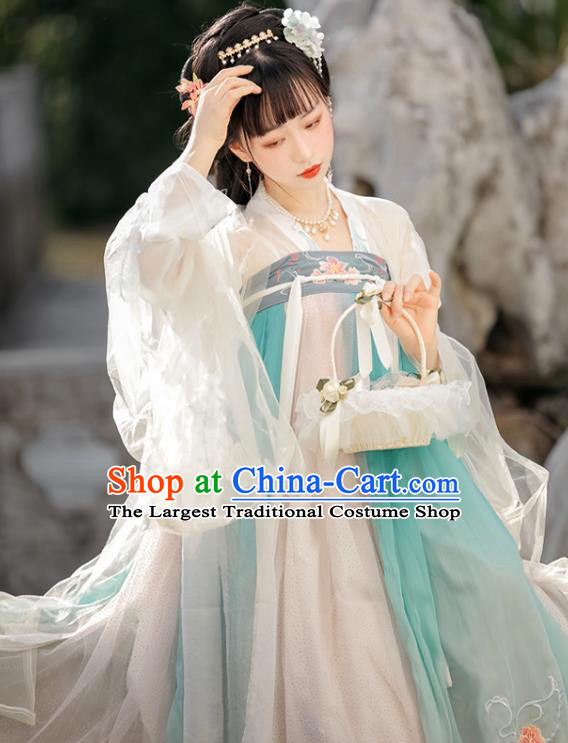 China Tang Dynasty Young Woman Costumes Ancient Royal Princess Clothing Traditional Hanfu Dress Ruqun
