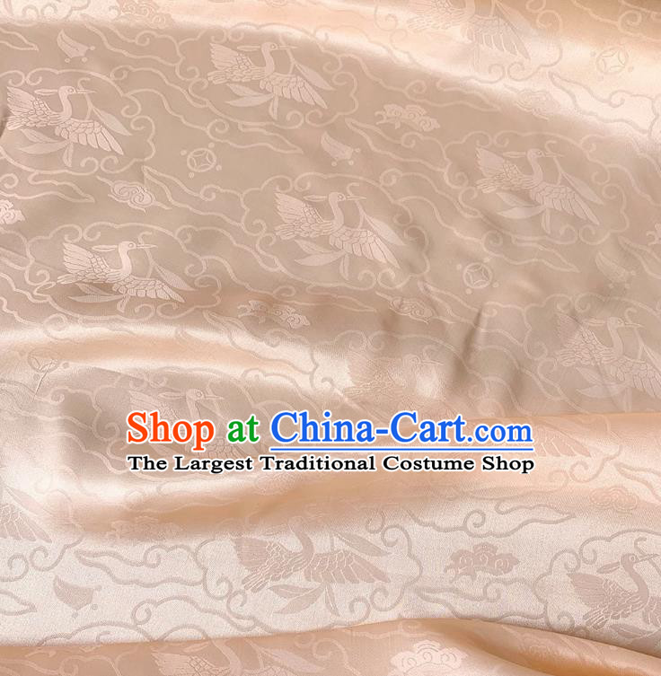 Light Pink China Jacquard Satin Fabric Classical Wild Goose Hold Reed Pattern Material Cheongsam Cloth Traditional Design Mulberry Silk
