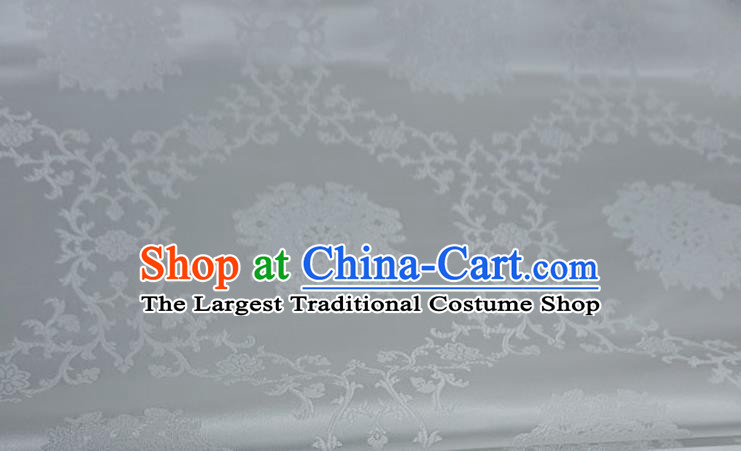 China White Drapery Traditional Brocade Fabric Hanfu Ancient Costume Cloth