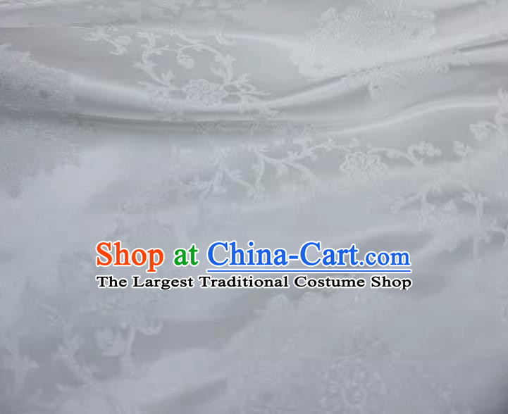 China White Drapery Traditional Brocade Fabric Hanfu Ancient Costume Cloth