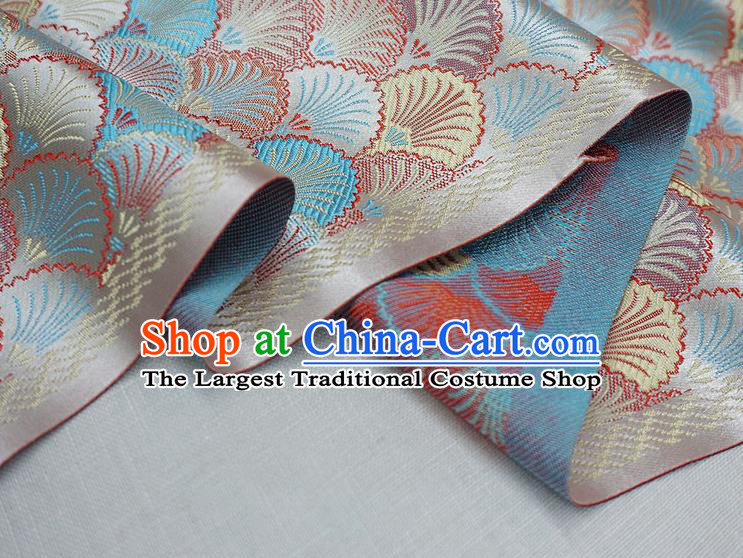 Silver White China Drapery Traditional Brocade Fabric Hanfu Classical Pine Needle Pattern Design Cloth