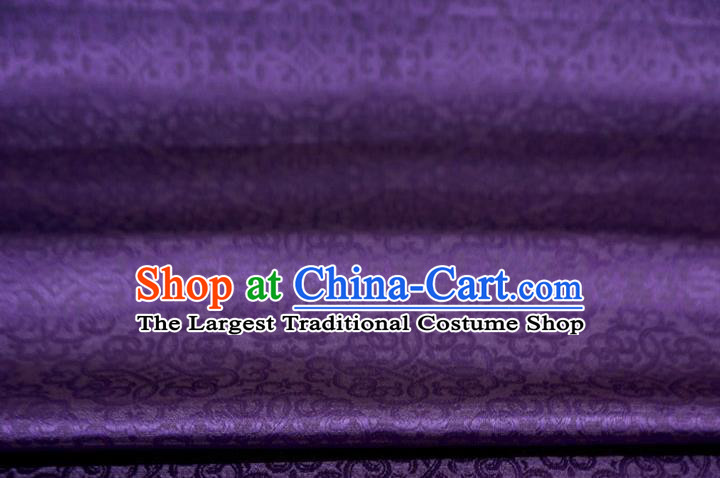 Purple China Classical Good Luck Pattern Design Cloth Tang Dynasty Hanfu Drapery Traditional Brocade Fabric