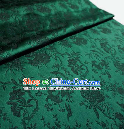 Atrovirens China Classical Flower Bird Pattern Design Cloth Cheongsam Drapery Traditional Brocade Fabric