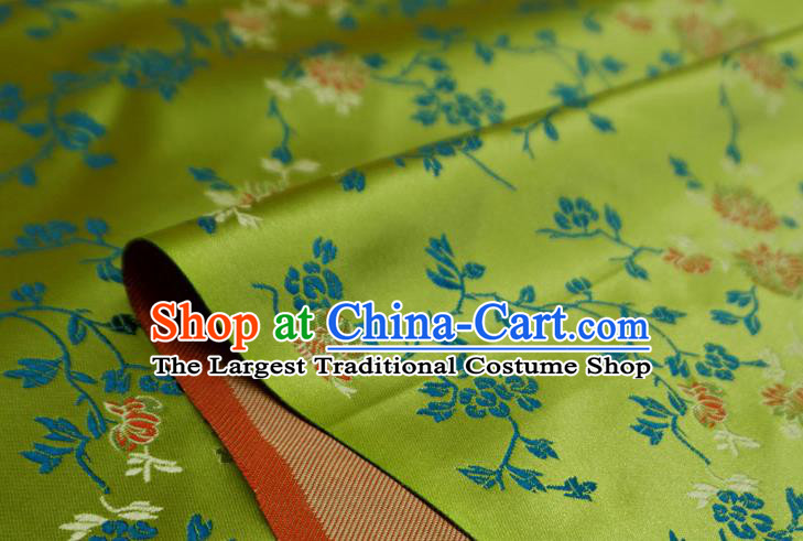 Lime China Classical Chrysanthemum Pattern Design Cloth Cheongsam Drapery Traditional Brocade Fabric